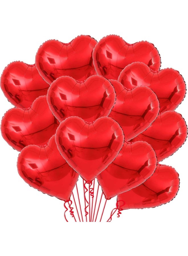 بالونات قلب أحمر كبيرة – عبوة 12 بالونة | بالونات على شكل قلب لتزيين عيد الحب، الذكرى السنوية، والمناسبات الرومانسية | بالونات حب حمراء للديكورات الرومانسية والليالي الخاصة